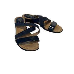 Life Stride Tina Soft System Sandals Size 7M Slip On Slides Navy Blue Straps